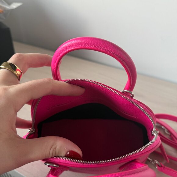 NWT Balenciaga XXS Ville Top Handle Bag Grained Calfskin Leather In Fuchsia - Picture 9 of 10
